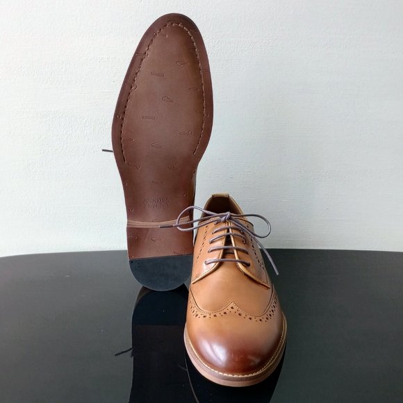 Johnston & Murphy Men's Haywood Wingtip Oxford in Nice Tan FG Leather - Picture 12 of 14